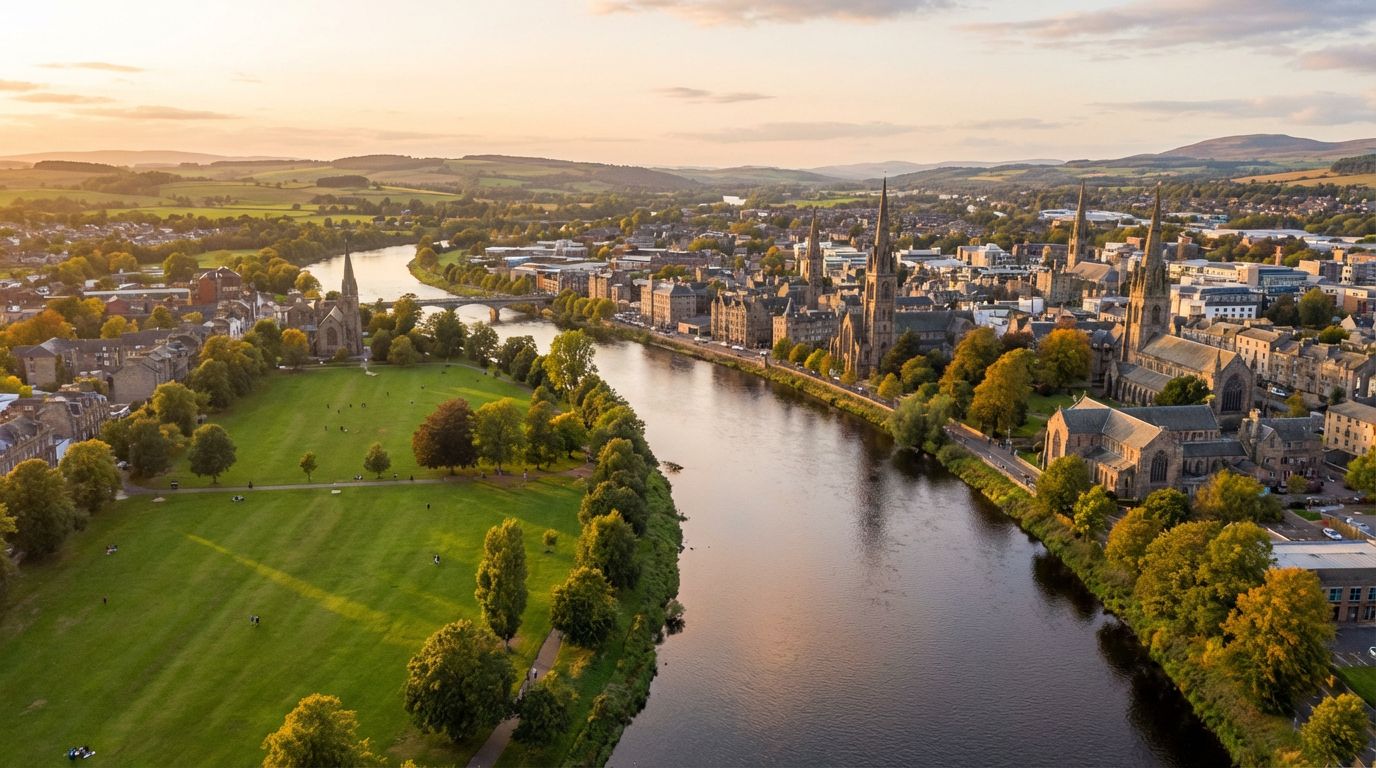 Perth et la rivière Tay traversant la ville